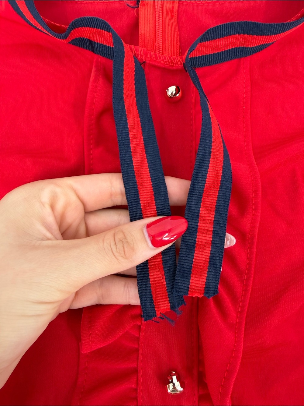 Red navy ruffle Mini Dress 2XL Preppy Collegiate Coquette college game day - Picture 9 of 10